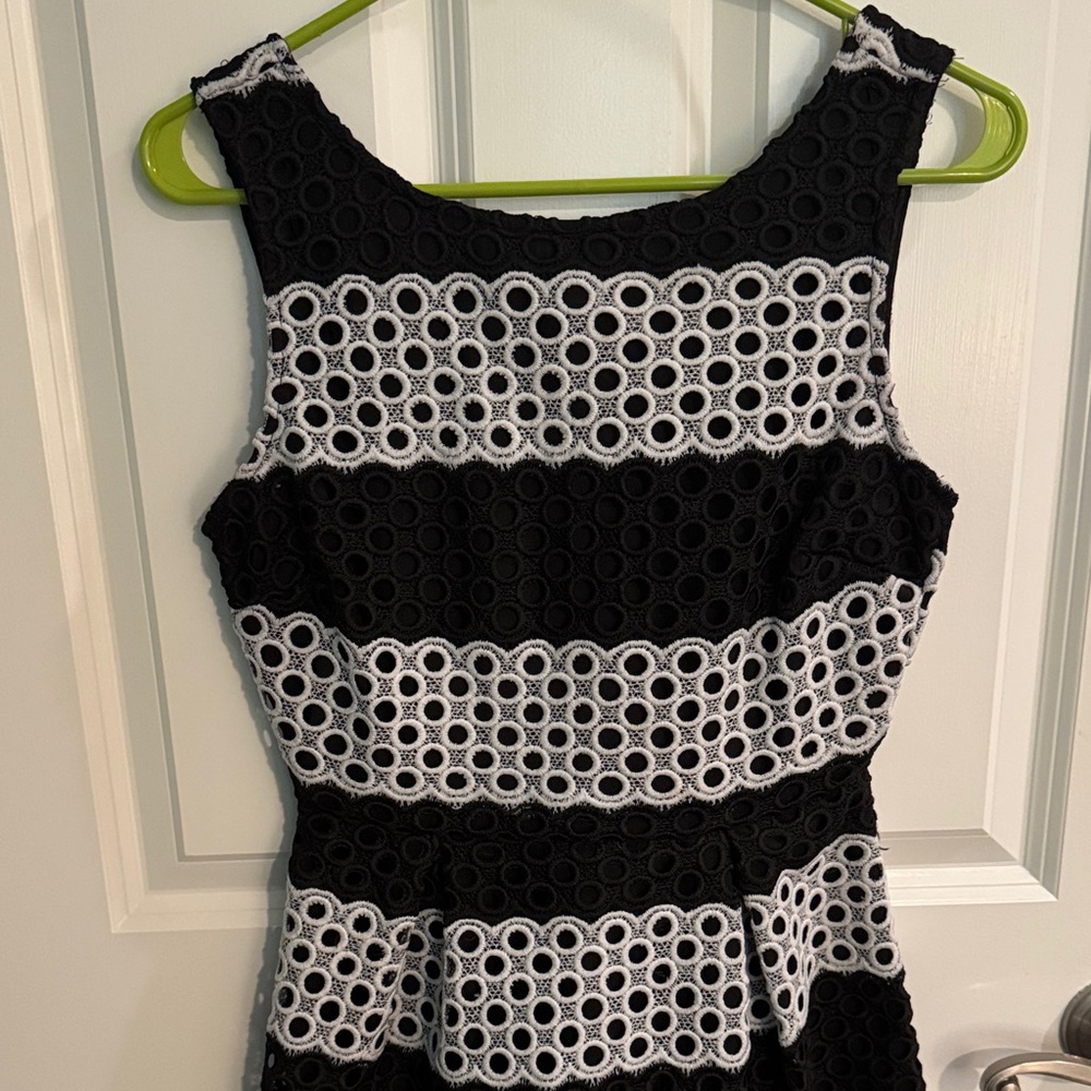 Aqua Black and White Mini Dress